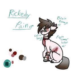 Size: 600x600 | Tagged: artist:dashipnoodle, bandage, blood, derpibooru import, oc, oc:rickedy pain, semi-grimdark, sicksona, solo, unofficial characters only