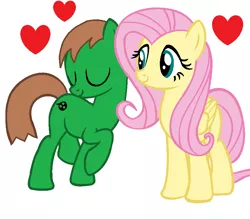 Size: 876x768 | Tagged: safe, derpibooru import, fluttershy, oc, oc:ian, affection, base used, canon x oc, cuddling, heart, male, ms paint, self insert, shipping, snuggling, straight