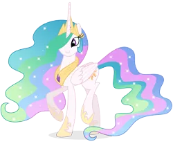 Size: 10423x8665 | Tagged: safe, artist:illumnious, derpibooru import, princess celestia, pony, .ai available, absurd resolution, crown, female, jewelry, mare, raised hoof, regalia, simple background, smiling, solo, transparent background, vector