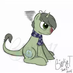 Size: 1024x1024 | Tagged: safe, artist:binkyt11, derpibooru import, oc, oc:gusty breeze, unofficial characters only, pony, unicorn, clothes, male, messy mane, red nosed, scarf, sick, sketchy, solo, stallion, watermark