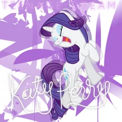 Size: 800x800 | Tagged: abstract background, album, album cover, artist:iphstich, artist:penguinsn1fan, cover, derpibooru import, katy perry, parody, rarity, safe, singing, solo, song reference, teenage dream