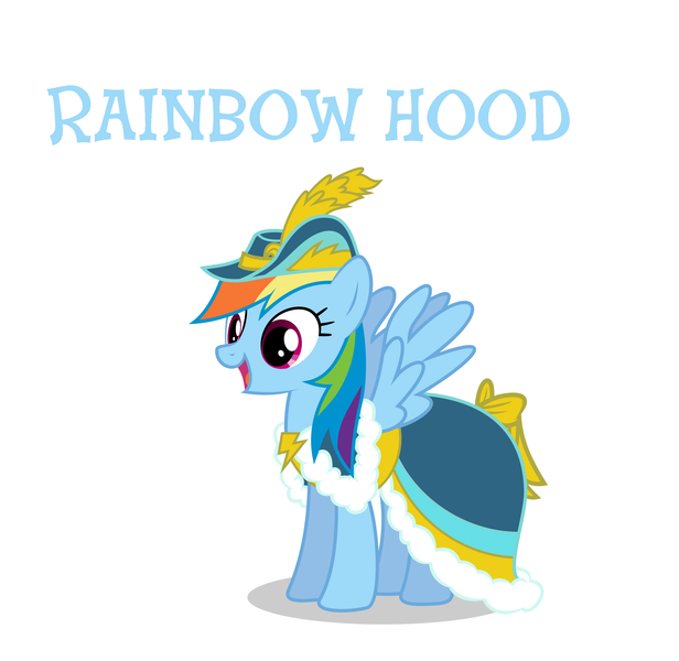 Size: 3024x2944 | Tagged: safe, artist:canon-lb, derpibooru import, edit, rainbow dash, pegasus, pony, caption, clothes, dress, female, hat, hooves, mare, open mouth, rainbow dash always dresses in style, robin hood, simple background, smiling, solo, spread wings, text, vector, white background, wings