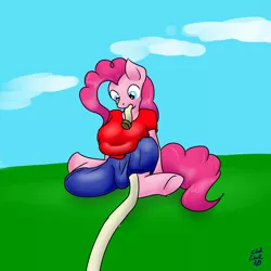 Size: 3000x3000 | Tagged: all the way through, anthro, artist:short circuit, breasts, busty pinkie pie, derpibooru import, explicit source, female, fire hose, pinkie pie, solo, suggestive