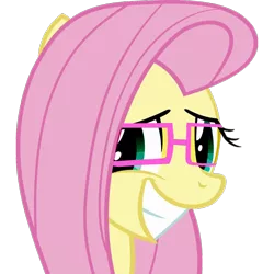 Size: 960x960 | Tagged: artist:fikran0582, artist:laptosic, derpibooru import, fluttershy, glasses, not a vector, safe, shy, smiling, solo