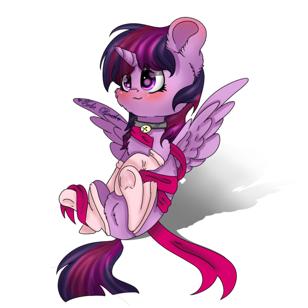 Size: 2048x2048 | Tagged: safe, artist:colorbrush, derpibooru import, twilight sparkle, twilight sparkle (alicorn), alicorn, pony, bell, bell collar, blushing, clothes, collar, heart eyes, ribbon, simple background, smiling, socks, solo, transparent background, wingding eyes