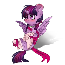 Size: 2048x2048 | Tagged: safe, artist:colorbrush, derpibooru import, twilight sparkle, twilight sparkle (alicorn), alicorn, pony, bell, bell collar, blushing, clothes, collar, heart eyes, ribbon, simple background, smiling, socks, solo, transparent background, wingding eyes