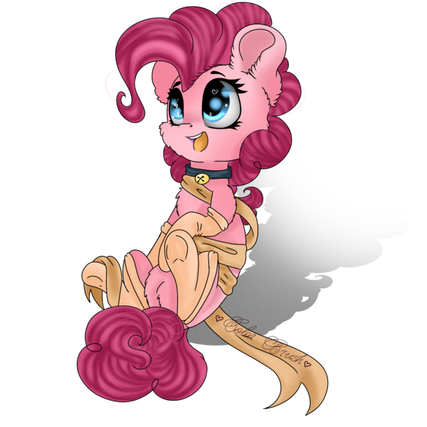 Size: 2048x2048 | Tagged: safe, artist:colorbrush, derpibooru import, pinkie pie, bell, bell collar, cheek fluff, chest fluff, clothes, collar, cute, diapinkes, ear fluff, heart eyes, high res, leg fluff, ribbon, simple background, smiling, socks, solo, transparent background, wingding eyes