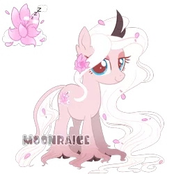 Size: 1000x1000 | Tagged: artist:peachesandcreamated, cutie mark, derpibooru import, female, flower, flower in hair, mare, oc, oc:weary blossom, original species, safe, simple background, solo, transparent background, unofficial characters only, unshorn fetlocks