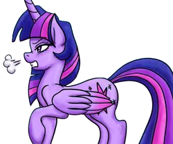 Size: 2037x1704 | Tagged: safe, artist:katkathasahathat, derpibooru import, twilight sparkle, twilight sparkle (alicorn), alicorn, pony, angry, colored wings, colored wingtips, nose wrinkle, simple background, snorting, solo, transparent background