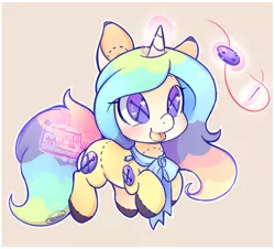 Size: 1163x1050 | Tagged: artist:mrsremi, button, derpibooru import, glowing horn, levitation, magic, needle, oc, oc:cross stitch, plushie, safe, simple background, solo, telekinesis, thread, unofficial characters only