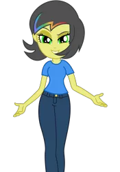 Size: 3500x5000 | Tagged: safe, artist:razethebeast, derpibooru import, oc, oc:pauly sentry, unofficial characters only, equestria girls, absurd resolution, clothes, equestria girls-ified, pants, raised eyebrow, simple background, solo, transparent background, vector