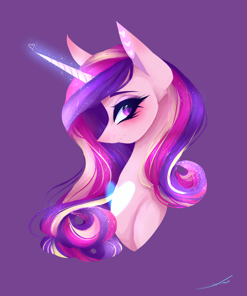 Size: 1024x1229 | Tagged: artist:jgreti, derpibooru import, frown, heart, magic, princess cadance, profile, safe, simple background, solo