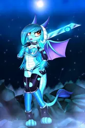 Size: 678x1024 | Tagged: anthro, armor, artist:gamermac, bra, breasts, busty princess ember, clothes, collar, derpibooru import, dragon, evening gloves, female, gloves, panties, paws, princess ember, socks, solo, solo female, spread wings, suggestive, sword, thigh highs, unconvincing armor, underwear, weapon