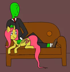 Size: 2311x2350 | Tagged: anatomically incorrect, artist:the claud, colored, color edit, couch, cute, derpibooru import, edit, fluttershy, human, human on pony snuggling, oc, oc:anon, petting, safe, snuggling