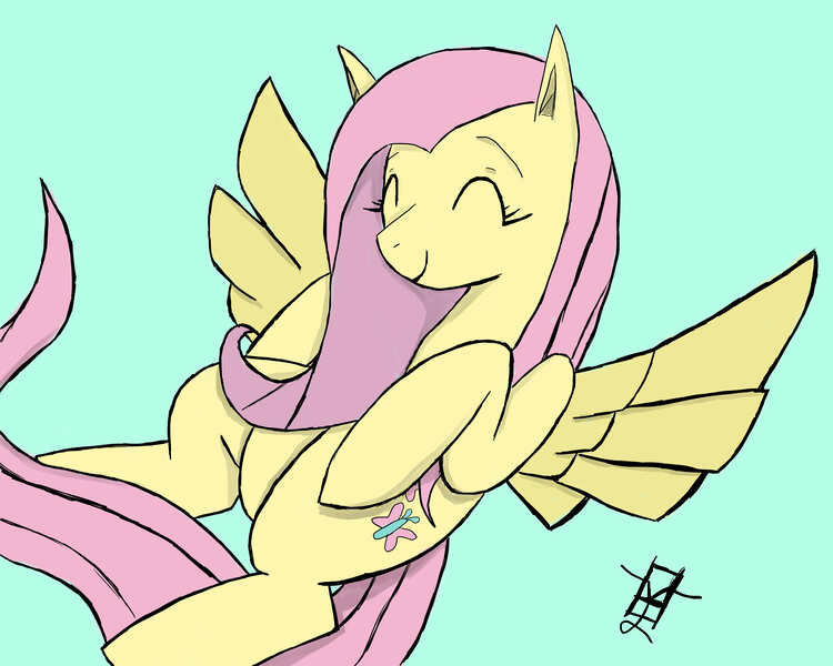 Size: 5000x4000 | Tagged: absurd resolution, artist:yoichi-hayabusa, derpibooru import, fluttershy, safe, smiling, solo, spread wings