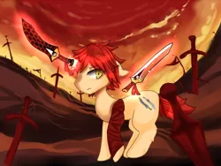 Size: 1156x867 | Tagged: artist:fluffire, derpibooru import, fate/stay night, ponified, safe, shirou emiya, unlimited blade works