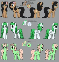 Size: 2300x2414 | Tagged: safe, artist:nimaru, derpibooru import, oc, oc:luau, oc:rose petal, oc:winter willow, unofficial characters only, earth pony, pegasus, pony, unicorn, female, gray background, mare, reference sheet, simple background, smiling