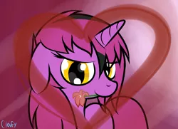 Size: 2001x1452 | Tagged: safe, artist:cloufy, derpibooru import, oc, unofficial characters only, pony, unicorn, flower, flower in mouth, heart, lidded eyes, mouth hold, solo