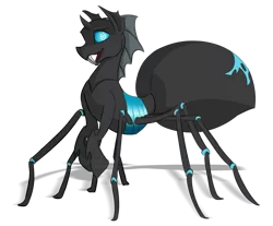 Size: 1085x900 | Tagged: artist:unpeeledwasp, blue changeling, changeling, changeling oc, colored sketch, derpibooru import, doodle, drider, oc, original species, safe, simple background, solo, spider, spiderling, transparent background, unofficial characters only