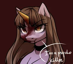 Size: 791x699 | Tagged: grimdark, artist:ponyinsideme, derpibooru import, oc, unofficial characters only, pony, unicorn, blood, female, mare, murderer, solo