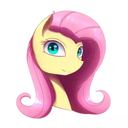 Size: 1200x1200 | Tagged: artist:joe0316, artist:laptop-pone, bust, derpibooru import, fluttershy, looking at you, safe, simple background, smiling, solo, white background