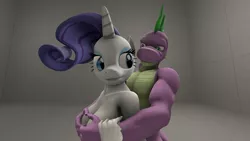 Size: 1920x1080 | Tagged: suggestive, artist:papadragon69, derpibooru import, part of a set, rarity, spike, anthro, 3d, aftersex, breast fondling, breast grab, breasts, busty rarity, cleavage, female, grope, hug, hug from behind, male, nudity, older, older spike, shipping, source filmmaker, sparity, straight