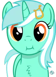 Size: 2018x2795 | Tagged: safe, artist:arifproject, derpibooru import, lyra heartstrings, pony, unicorn, :i, arif's scrunchy pone, cheek puffing, chest fluff, cute, female, looking at you, mare, simple background, solo, transparent background, vector