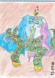 Size: 1024x1448 | Tagged: safe, artist:skycircle777, derpibooru import, princess celestia, ponified, alicorn, pony, alicornified, clothes, race swap, request, scarf, sega, sonic the hedgehog, sonic the hedgehog (series), soniclestia, traditional art