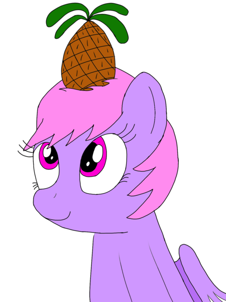 Size: 1200x1600 | Tagged: safe, artist:toyminator900, derpibooru import, oc, oc:melody notes, unofficial characters only, pegasus, pony, food, looking up, pineapple, simple background, solo, transparent background