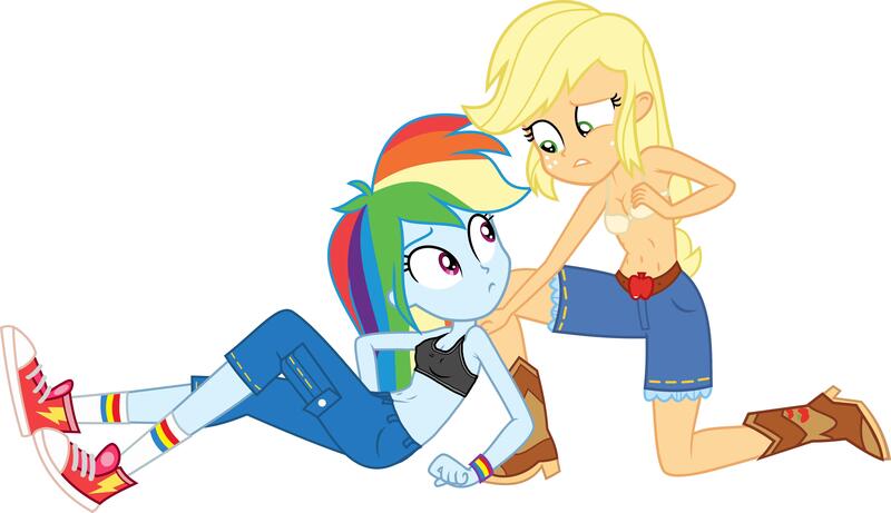 Size: 5768x3322 | Tagged: suggestive, artist:anhel032015, derpibooru import, edit, applejack, rainbow dash, equestria girls, legend of everfree, absurd resolution, black underwear, bra, breasts, cleavage, clothes, converse, crop top bra, denim, erect nipples, female, freckles, nipples, pants, shoes, shorts, show accurate, simple background, sneakers, transparent background, underwear, underwear edit, vector