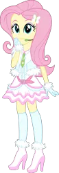 Size: 1753x5072 | Tagged: safe, artist:osipush, derpibooru import, part of a set, fluttershy, equestria girls, absurd resolution, alternate costumes, boots, clothes, commission, cute, dress, eyeshadow, female, frilly dress, gloves, headset, high heel boots, high heels, kneesocks, looking at you, makeup, microphone, necktie, shoes, shyabetes, simple background, skirt, smiling, socks, solo, transparent background, vector, winter outfit