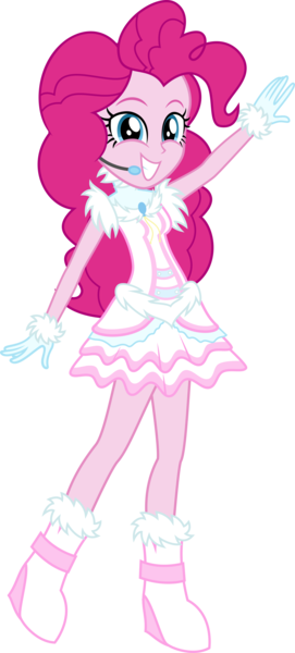 Size: 2292x5076 | Tagged: safe, artist:osipush, derpibooru import, part of a set, pinkie pie, human, equestria girls, absurd resolution, boots, clothes, commission, dress, frilly dress, go-go boots, headset, high heel boots, microphone, simple background, smiling, solo, transparent background, vector, winter outfit