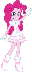 Size: 2292x5076 | Tagged: safe, artist:osipush, derpibooru import, part of a set, pinkie pie, human, equestria girls, absurd resolution, boots, clothes, commission, dress, frilly dress, go-go boots, headset, high heel boots, microphone, simple background, smiling, solo, transparent background, vector, winter outfit