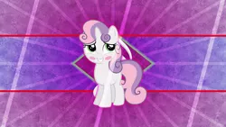 Size: 3840x2160 | Tagged: safe, artist:firestorm-can, artist:laszlvfx, derpibooru import, edit, sweetie belle, pony, unicorn, blushing, female, filly, solo, vector, wallpaper, wallpaper edit