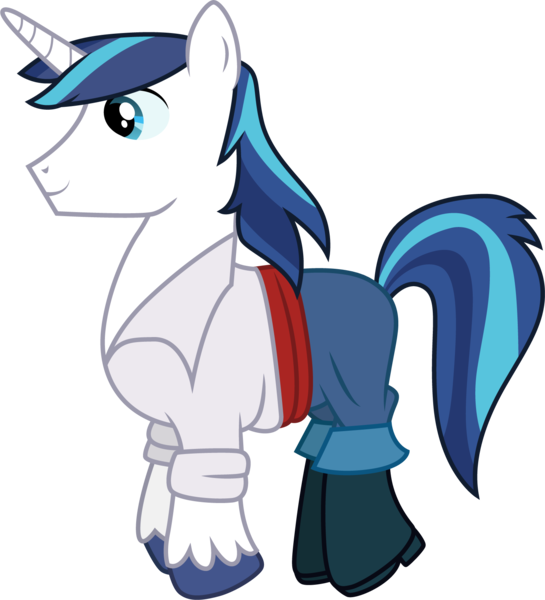 Size: 1501x1652 | Tagged: safe, artist:cloudyglow, derpibooru import, shining armor, pony, clothes, clothes swap, cosplay, costume, crossover, disney, male, pants, prince eric, shirt, simple background, smiling, solo, stallion, the little mermaid, transparent background, vector, white shirt