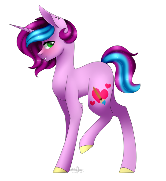 Size: 2624x2859 | Tagged: safe, artist:ohhoneybee, derpibooru import, oc, oc:artsy fantasy, unofficial characters only, pony, unicorn, female, mare, raised hoof, simple background, solo, transparent background