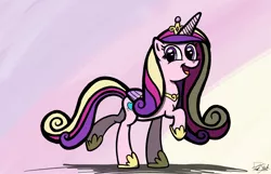 Size: 2338x1503 | Tagged: artist:pancake-skunk, derpibooru import, happy, princess cadance, raised hoof, safe, solo