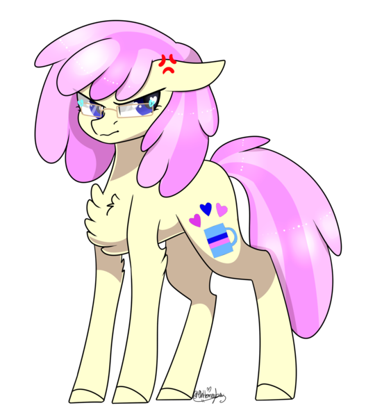 Size: 1853x2109 | Tagged: safe, artist:ohhoneybee, derpibooru import, oc, oc:vanilla swirl, unofficial characters only, earth pony, pony, chest fluff, female, glasses, mare, simple background, solo, transparent background