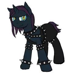 Size: 2975x3241 | Tagged: safe, artist:glacierfrostclaw, derpibooru import, oc, oc:misery raven, unofficial characters only, bat pony, hybrid, pony, unicorn, fallout equestria, raider, simple background, solo, transparent background