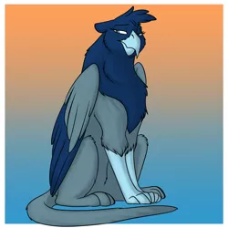 Size: 700x700 | Tagged: safe, artist:foxenawolf, derpibooru import, oc, oc:watchful eyes, unofficial characters only, gryphon, fanfic:quantum gallop, blue fur, disguise, disguised changeling, fanfic art, female, solo