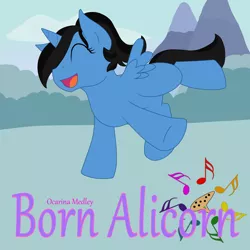 Size: 7000x7000 | Tagged: safe, artist:glacierfrostclaw, derpibooru import, oc, oc:ocarina medley, unofficial characters only, alicorn, pony, absurd resolution, album cover, alicorn oc, born alicorn, female, filly, parody