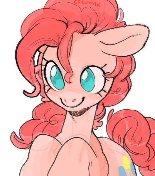 Size: 567x644 | Tagged: artist:buljong, derpibooru import, pinkie pie, safe, simple background, smiling, solo, white background