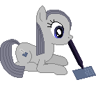 Size: 138x128 | Tagged: safe, artist:onil innarin, derpibooru import, oc, oc:slate pie, unofficial characters only, pony, chisel, female, mare, pixel art, simple background, solo, transparent background, writing