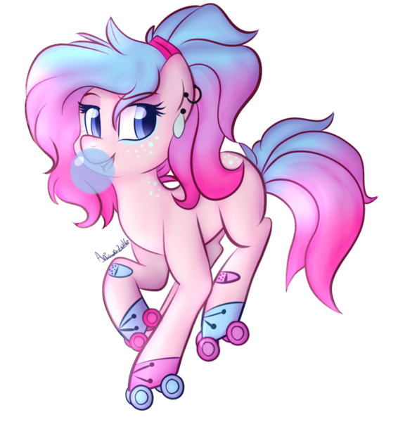 Size: 800x848 | Tagged: artist:aniowo, derpibooru import, gradient mane, oc, oc:faylinn, roller skates, safe, simple background, solo, transparent background, unofficial characters only