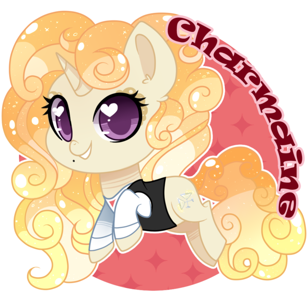 Size: 1000x1000 | Tagged: safe, artist:hikariviny, derpibooru import, oc, oc:charmaine champagne, unofficial characters only, pony, unicorn, abstract background, clothes, female, heart eyes, mare, simple background, solo, transparent background, wingding eyes