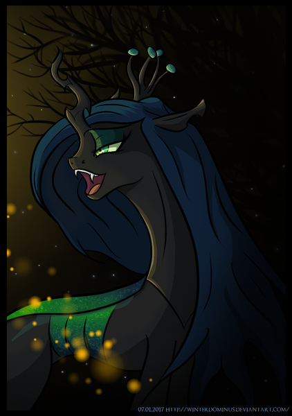 Size: 846x1204 | Tagged: artist:winterdominus, bust, derpibooru import, queen chrysalis, safe, solo