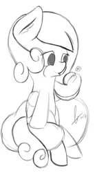 Size: 3477x5656 | Tagged: safe, artist:phinpie, derpibooru import, oc, oc:snowdrop, unofficial characters only, pegasus, pony, absurd resolution, blowing, cloud, monochrome, sitting, sketch, solo