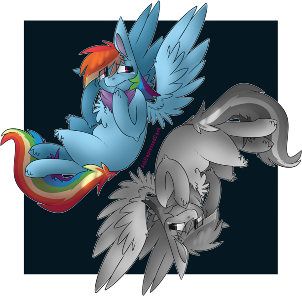 Size: 1125x1103 | Tagged: safe, artist:dr-idiot, derpibooru import, rainbow dash, pony, ask, askdepresseddash, bandana, chest fluff, crying, depressed, fluffy, sad, solo, tumblr