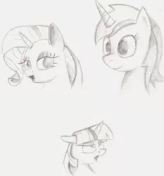 Size: 1250x1342 | Tagged: artist:itsthinking, bust, derpibooru import, faic, lyra heartstrings, monochrome, pencil drawing, portrait, rarity, safe, traditional art, twilight sparkle