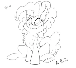 Size: 900x813 | Tagged: artist:tsitra360, chest fluff, derpibooru import, monochrome, pinkie pie, safe, sitting, sketch, smiling, solo